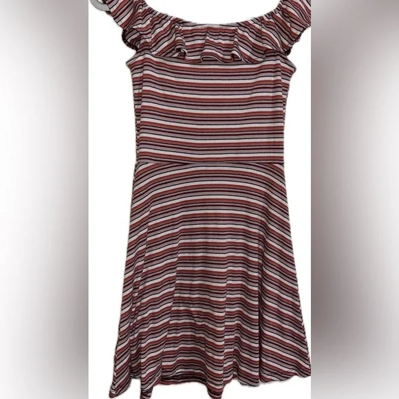 AEROPOSTALE Striped V-Wire Off-The-Shoulder Fit & Flare Mini Dress Size Small - Picture 4 of 12